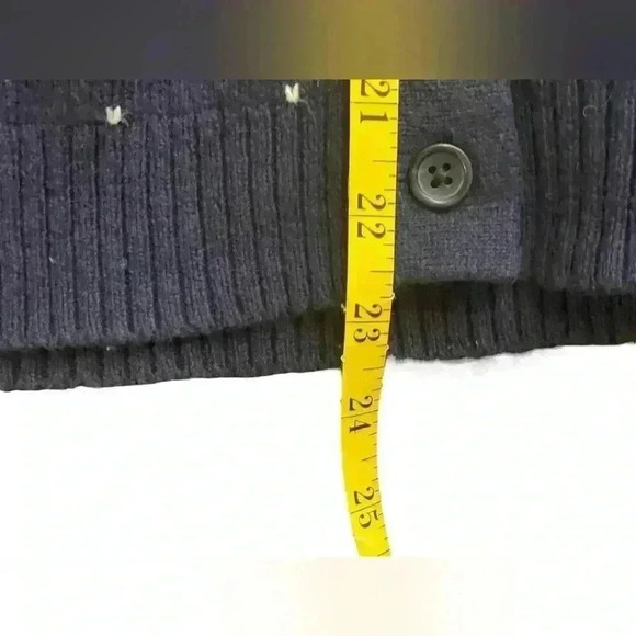 Lands’ End Women’s Navy Blue Fair Isle Button Up Cardigan Medium Wool Blend - Picture 9 of 9